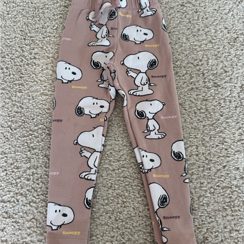 Zara Kids Snoopy Print Brown Leggings Size 3-4T